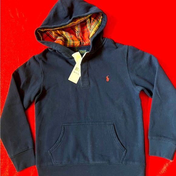 🏇🏇Polo by Ralph Lauren Blue Long Sleeve Hoodie With 1/4 Button